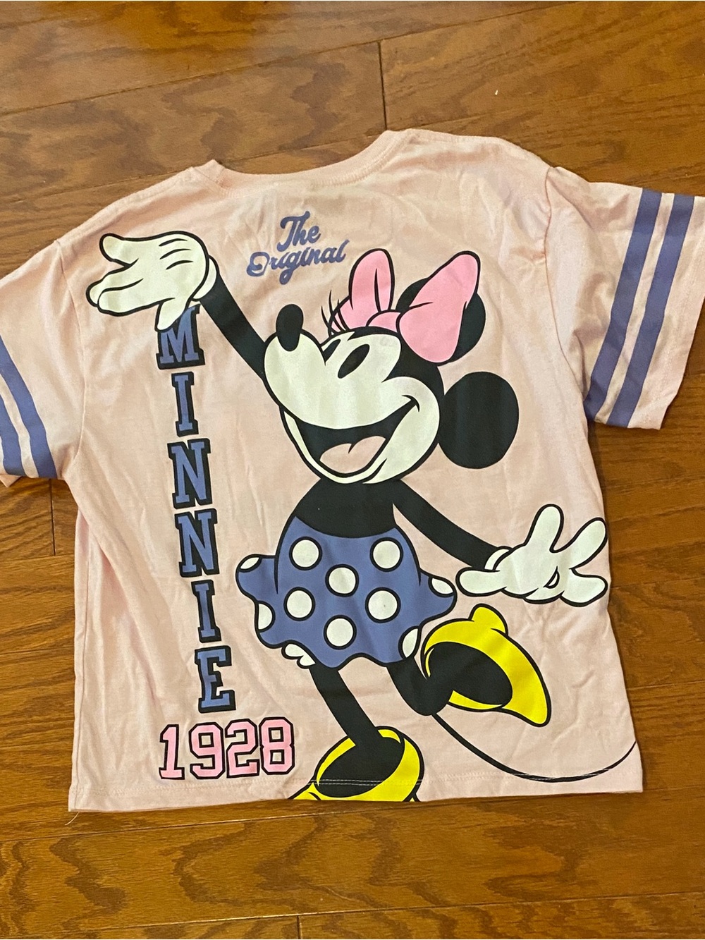 Disney Pink Minnie Mouse Graphic Tee with Blue Accents